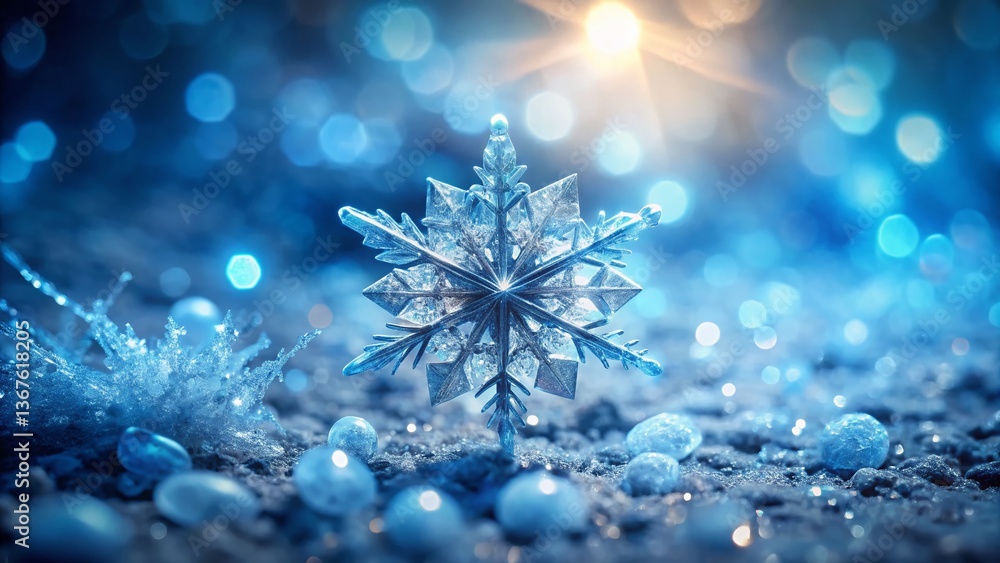 Glowing Ice Crystal Macro Photography with Bokeh - Winter Wonderland Glowing Ice Crystal Macro Photography with Bokeh - Winter Wonderland