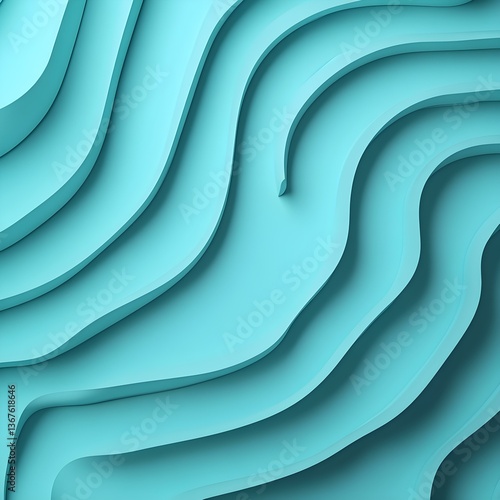 Turquoise 3D Render with Fluid Design