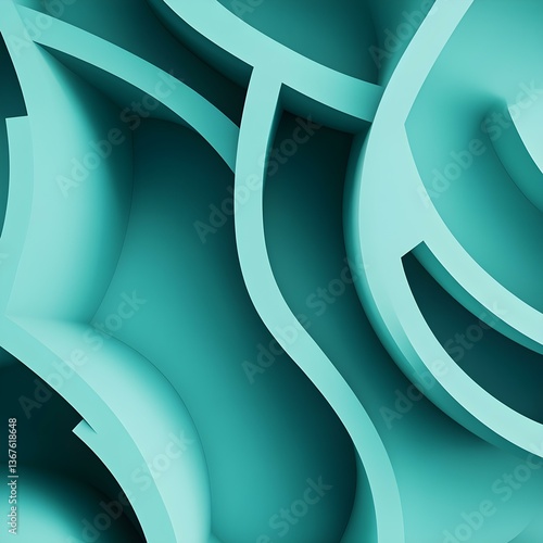 Turquoise 3D Render with Fluid Design