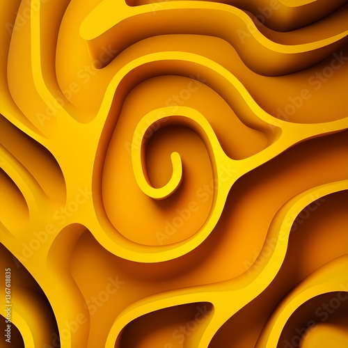 Yellow 3D Render with Fluid Design