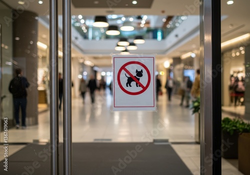 Wallpaper Mural Sign indicating no dogs allowed in shopping mall entrance at busy daytime Torontodigital.ca
