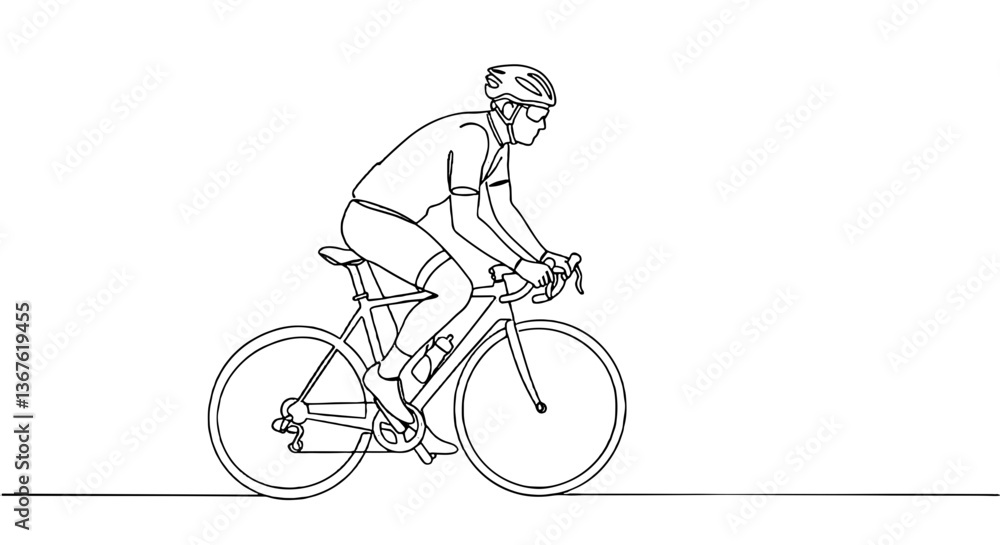 Cyclist riding a bike in minimalist line art style Cyclist riding a bike in minimalist line art style