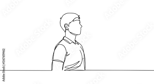 Person in profile contemplating against a minimalistic background  