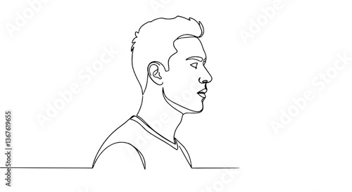 Profile illustration of a man in a thoughtful pose  