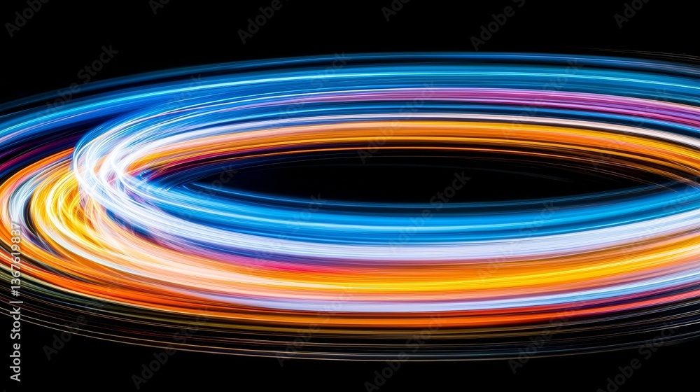 Motion blur background features vibrant light trails that convey a sense of motion, set against a dark backdrop, created using generative AI