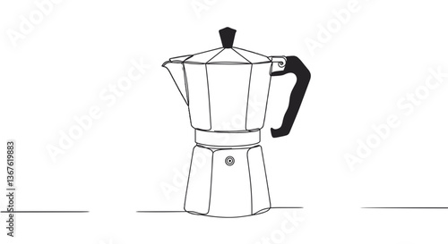 Classic stovetop coffee maker illustration on a minimalistic background  
