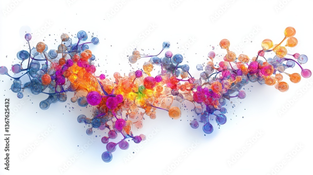 Fototapeta premium A colorful abstract depiction of interconnected molecular structures