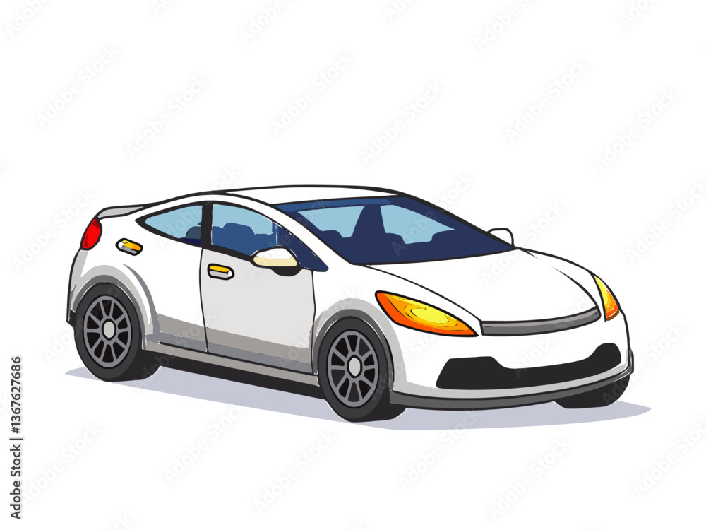 Naklejka premium White electric car