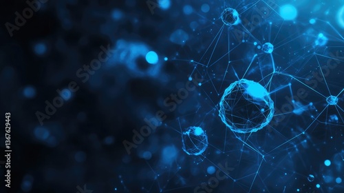 Abstract Blue Sphere Network -  Interconnected