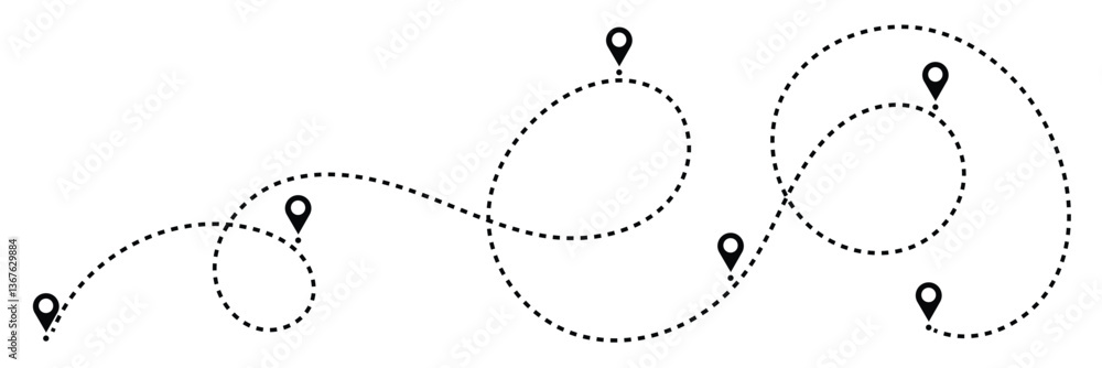 Dotted path with points. isolated on white background. Vector illustration. EPS 10 .