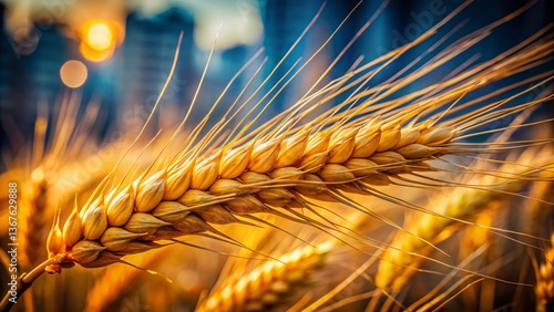 Golden Wheat Ear Close-up: Rustic Urban Detail