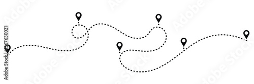 Dotted path with points. isolated on white background. Vector illustration. EPS 10 .