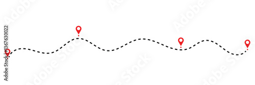Dotted path with points. isolated on white background. Vector illustration. EPS 10 .