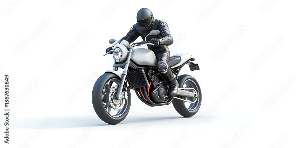 3D stunt performer riding motorcycle isolated 3D stunt performer riding motorcycle isolated