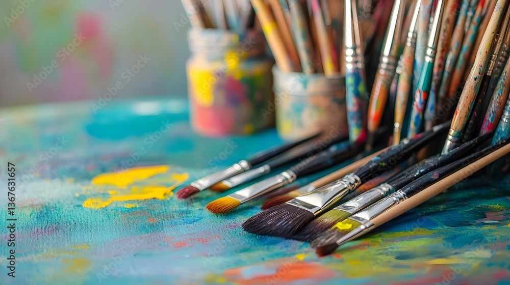 Vibrant workspace for creative prop painting Vibrant workspace for creative prop painting