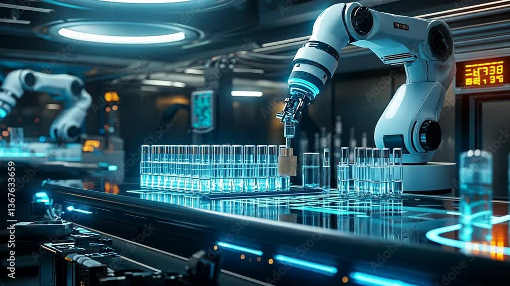 Automated Laboratory: Robotic Precision in a Futuristic Setting Automated Laboratory: Robotic Precision in a Futuristic Setting