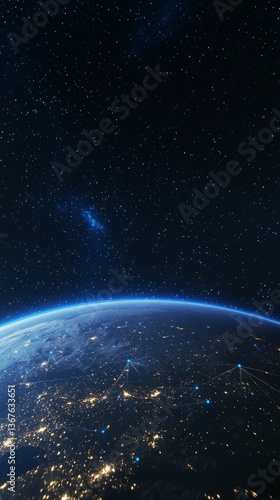 The idea of global network and connectivity on Earth with high speed data is embodied in the digital world globe concept