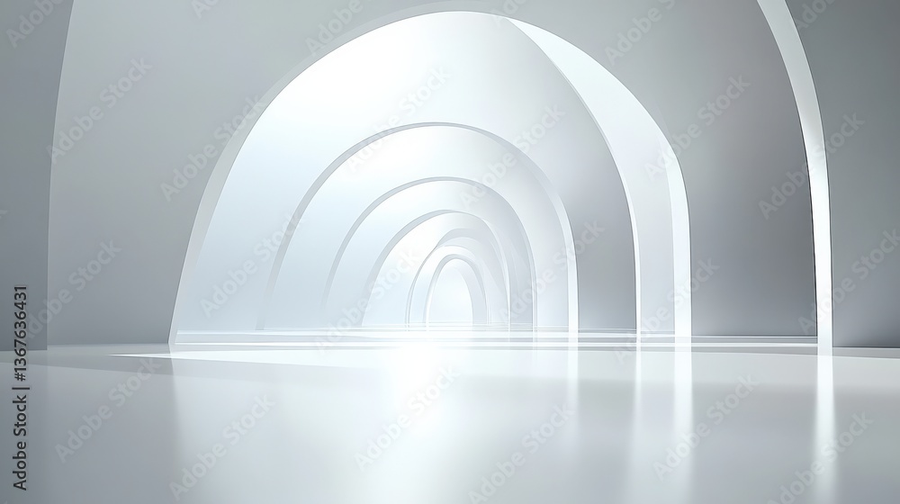 Fototapeta premium Abstract Archway Corridor in Light Gray
