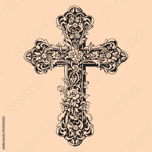 black and white tattoo design of Jesus Christ cross