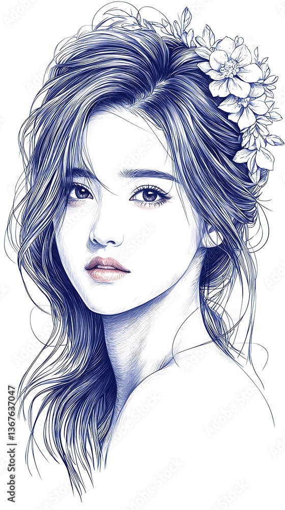 Fototapeta premium Woman Floral Portrait