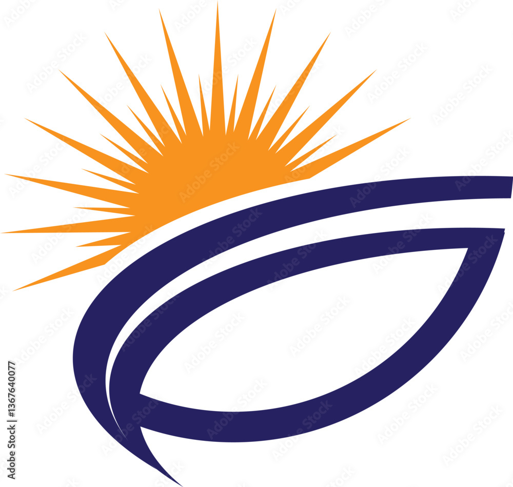 Obraz premium Sun sea wave logo sunset beach coast icon symbol vector, summer Wave sun Logo Sign Design Icon