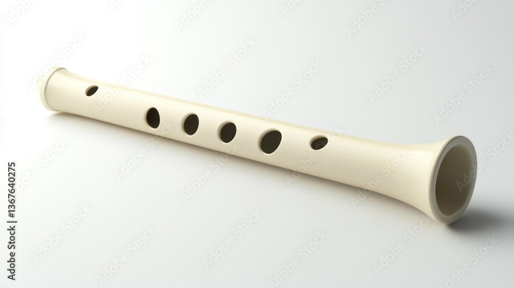Naklejka premium A white recorder lies diagonally on a white background.