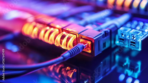 Fibre optics carrying data through the internet.