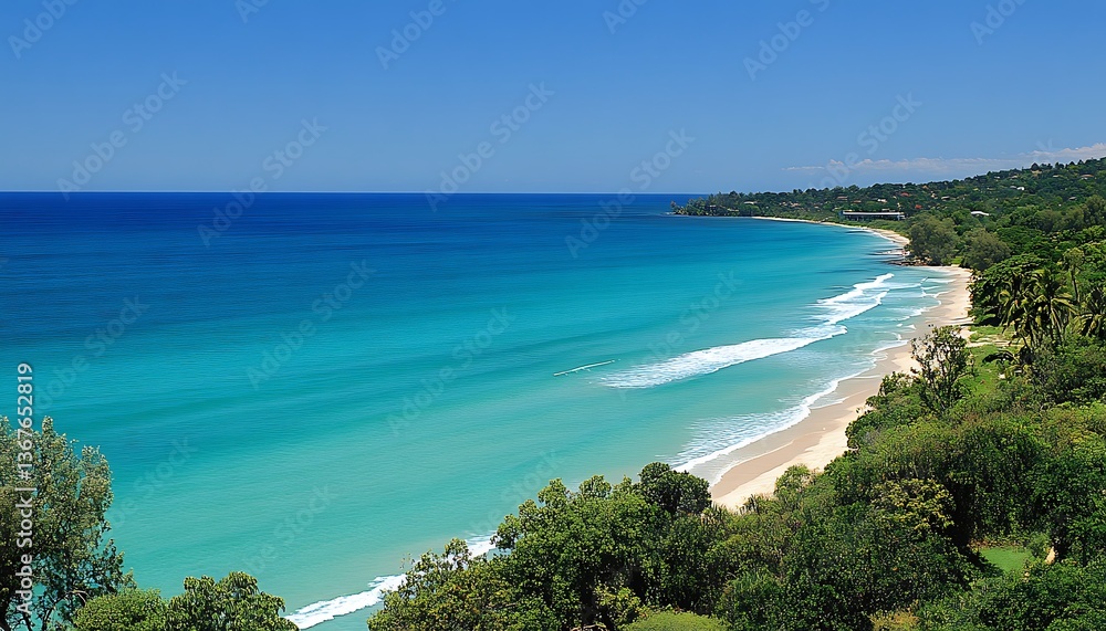 Fototapeta premium Scenic aerial view of a beautiful tropical beach landscape