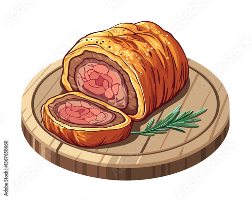 Hand drawn vector illustration of a Beef Wellington
