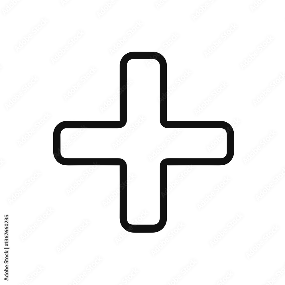 Simple Plus Sign Icon on White Background Simple Plus Sign Icon on White Background