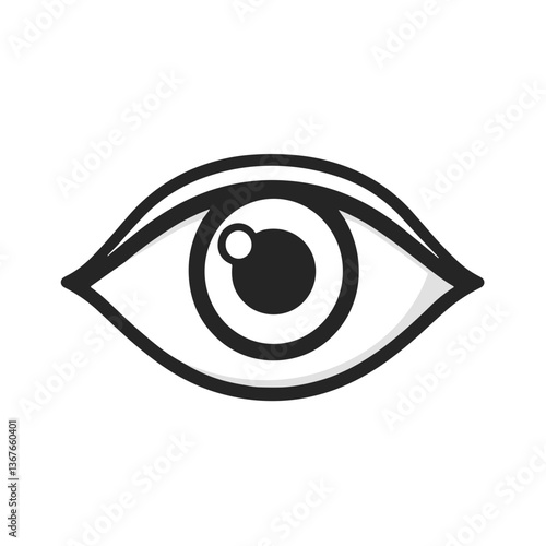 Eye illustration in black and white representing contact lenses  