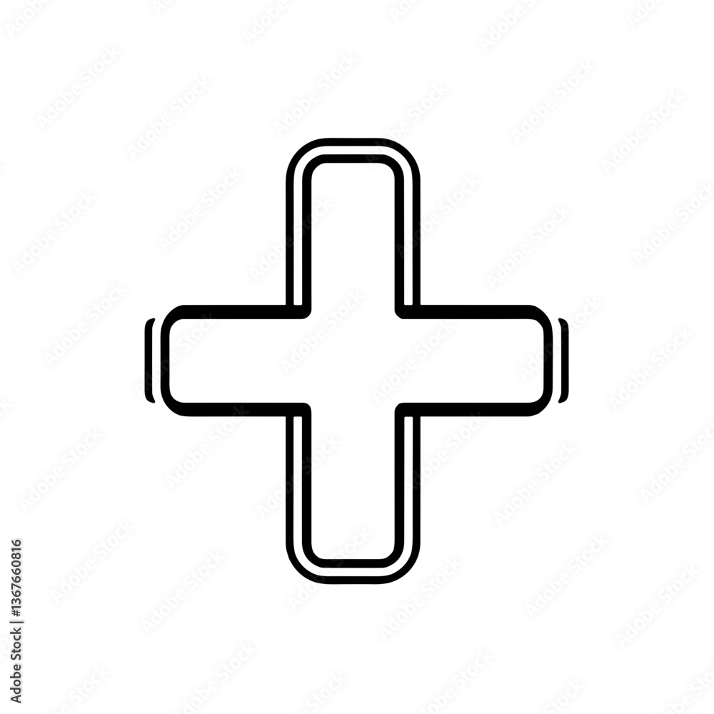 Outline of a Plus Symbol in Minimalist Style Outline of a Plus Symbol in Minimalist Style