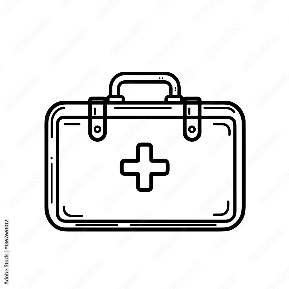 First Aid Kit Outline Icon on White Background First Aid Kit Outline Icon on White Background