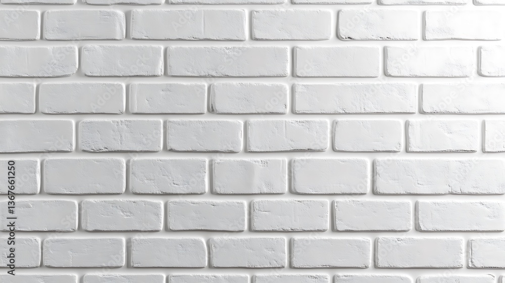 Modern white brick wall, smooth finish with subtle shadows and even spacing between bricks Modern white brick wall, smooth finish with subtle shadows and even spacing between bricks