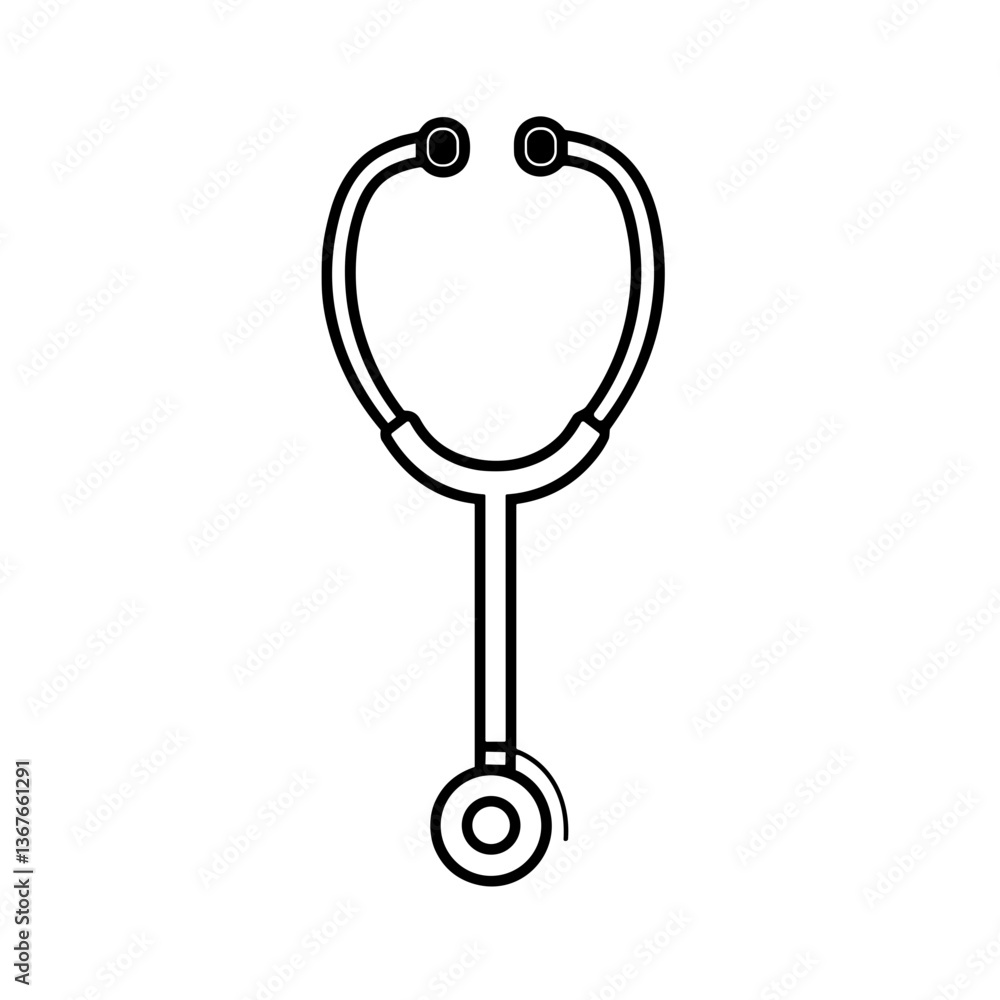 Stethoscope outline illustration on a white background Stethoscope outline illustration on a white background
