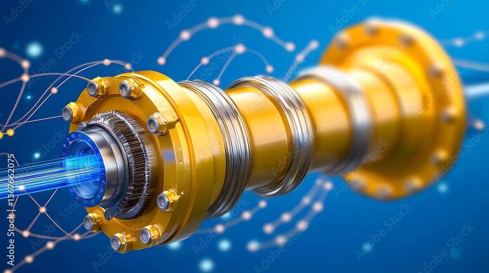 Obraz premium Futuristic 3D rendering of an underwater energy storage facility featuring a submerged power plant with cutting edge renewable technology for advanced marine energy concept