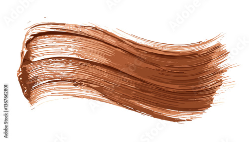 Brown Paint Stroke on White Background  