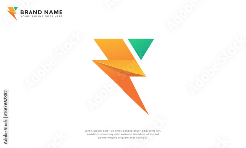 Letter E lightning energy icon logo vector