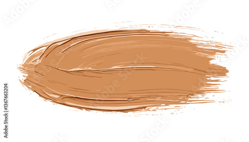 Makeup foundation swatch in warm beige against white background  