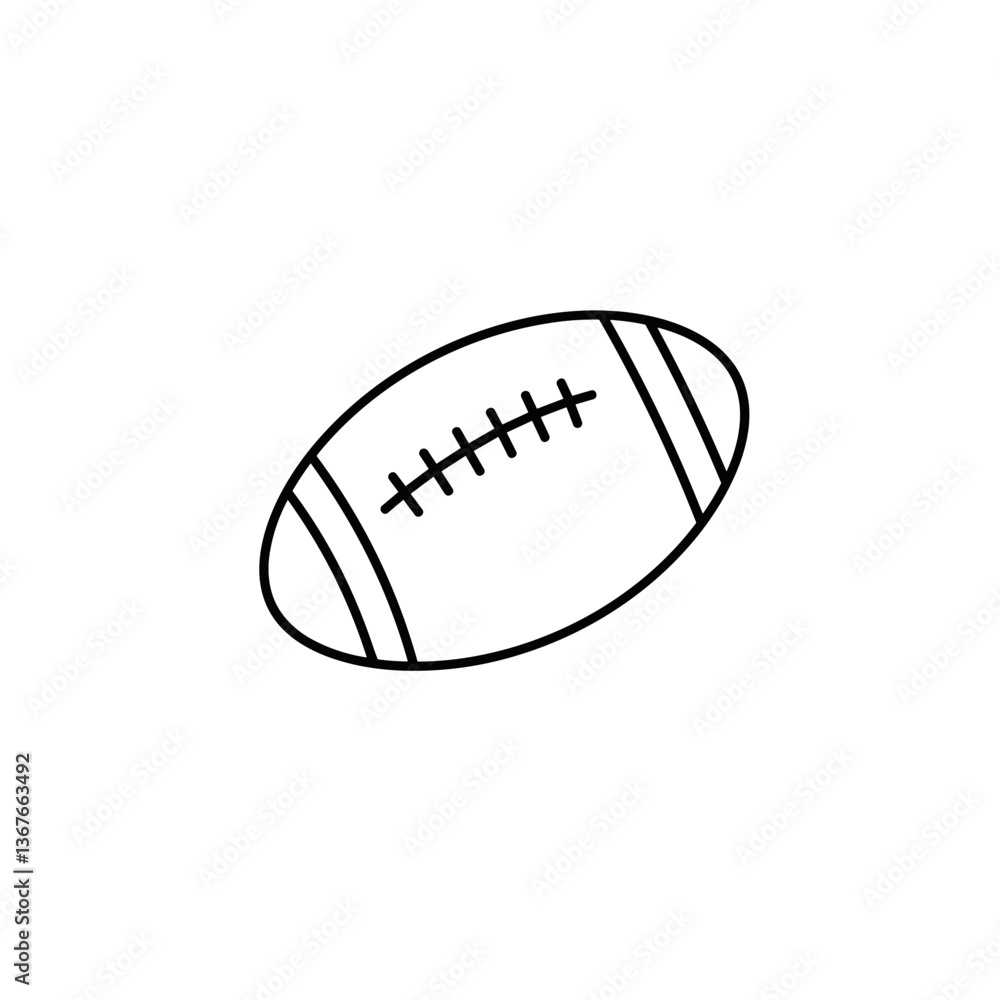 Outline of a Rugby Ball on White Background Outline of a Rugby Ball on White Background