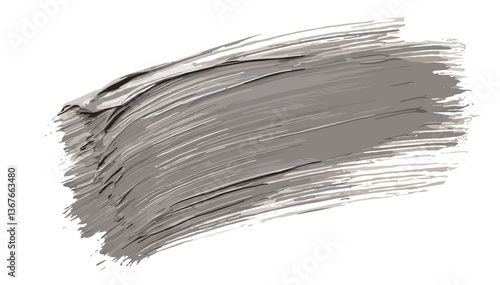 Brushstroke of gray paint on a white background  