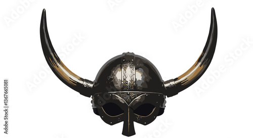 Viking helmet with horns on a white background  