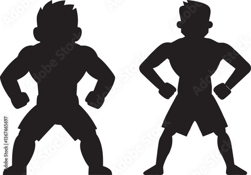 Silhouette of boxing fighter