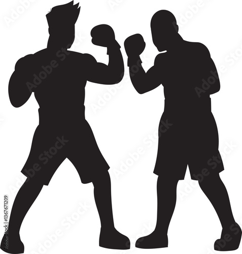 Silhouette of boxing fighter