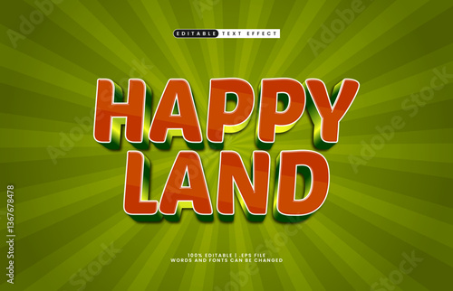 happy land editable text effect with a play and game text effect
