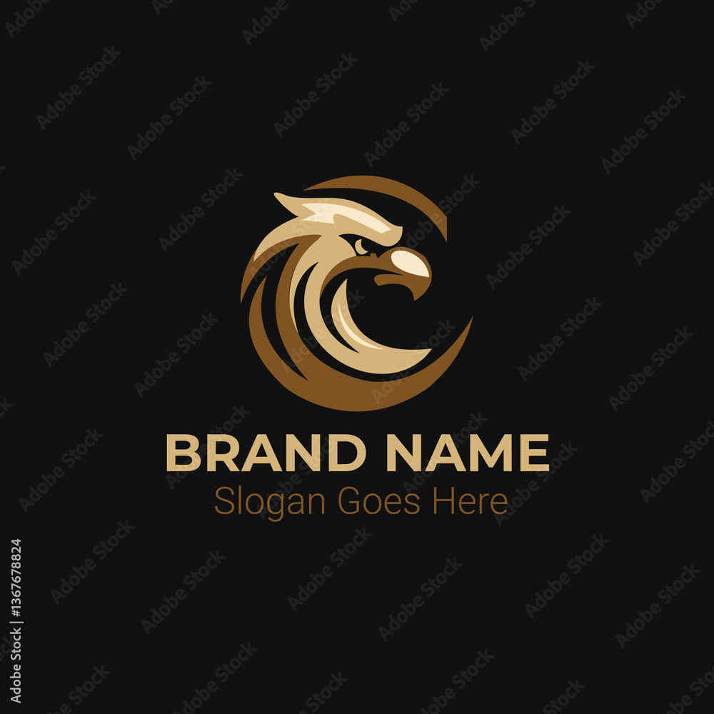 Fototapeta premium Golden Eagle Logo Design for Brand Identity