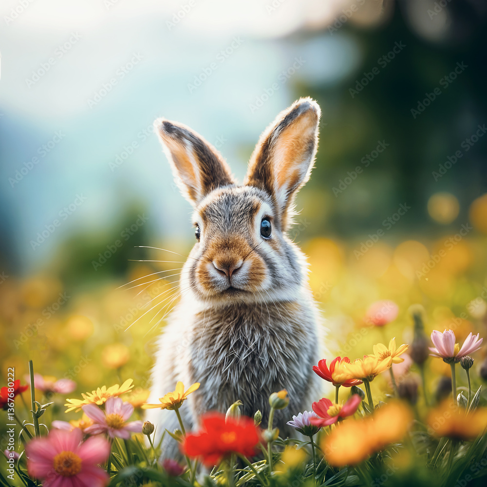 Fototapeta premium cute rabbit on the meadow