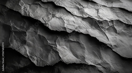 Wallpaper Mural Crumpled Black Paper with Folds, Rips, and Torn Edges as Textured Background Torontodigital.ca