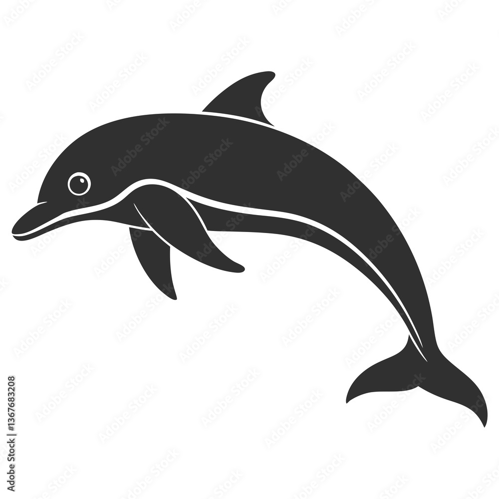 Fototapeta premium Dolphin icon silhouette vector illustration