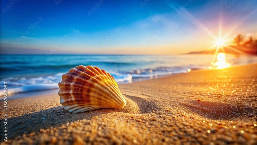 Isolated Seashell Aerial Photography: Stunning Overhead View of a Single Seashell on Sandy Beach Isolated Seashell Aerial Photography: Stunning Overhead View of a Single Seashell on Sandy Beach
